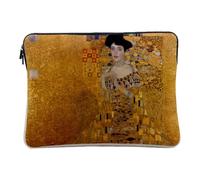 Linen Look Computer and Tablet Case - Gustav Klimt Portrait of Adele Bloch Bauer I Art Vintage Original Gold - 12-13 Inches Protective Laptop Sleeve Printed in France