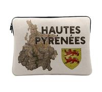Linen Look Computer and Tablet Case - Hautes Pyrénées 65 Tarbes Department Ancienne Occitanie Map - 10 Inches Protective Laptop Sleeve Printed in France
