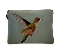 Linen Look Computer and Tablet Case - Hummingbird in Flight Wild Life Bird Fly - 10 Inches Protective Laptop Sleeve Printed in France