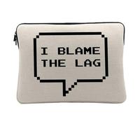 Linen Look Computer and Tablet Case - I Blame The Lag Video Games Online Gaming Arcade Joke Geek 8 Bit Pixel - 12-13 Inches Protective Laptop Sleeve Printed in France