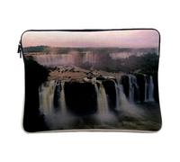 Linen Look Computer and Tablet Case - Iguazu Falling Brazil UNESCO World Heritage Waterfall - 12-13 Inches Protective Laptop Sleeve Printed in France