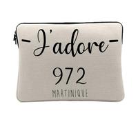 Linen Look Computer and Tablet Case - J'adore 972 Martinique Department France Region Fort De France - 10 Inches Protective Laptop Sleeve Printed in
