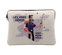 Linen Look Computer and Tablet Case - Les Vrais Heroes - Pest Control Agent 12-13 Inches Protective Laptop Sleeve Printed in France