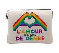 Linen Look Computer and Tablet Case - Love Has No Gender LGBTQ+ Gay Lesbian - 12-13 Inches Protective Laptop Sleeve Printed in France