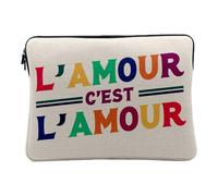 Linen Look Computer and Tablet Case - Love It's Love LGBTQ+ Gay Lesbian Pride - 12-13 Inches Protective Laptop Sleeve Printed in France