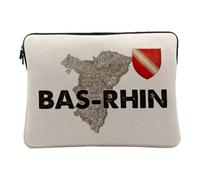 Linen Look Computer and Tablet Case - Lower Rhine 67 Department Strasbourg Ancienne Map - 10 Inches Protective Laptop Sleeve Printed in France