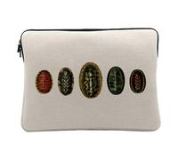 Linen Look Computer and Tablet Case - Multi-coloured Molluscs Minimalist Biology Ancient Illustration - 10 Inches Protective Laptop Sleeve Printed in France