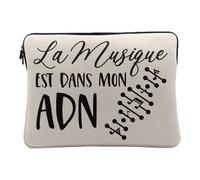 Linen Look Computer and Tablet Case - Music Is in My DNA Music Musician Instrument - 12-13 Inches Protective Laptop Sleeve Printed in France