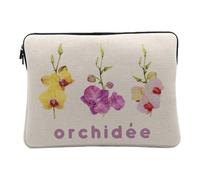 Linen Look Computer and Tablet Case - Orchid Flowers Minimalist Watercolor Chic Garden Love - 12-13 Inches Protective Laptop Sleeve Printed in France
