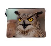 Linen Look Computer and Tablet Case - Owl Grand Duke Animal Life Birds - 10 Inches Protective Laptop Sleeve Printed in France