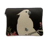 Linen Look Computer and Tablet Case - Parrot Pomegranate Japanese Print Tropical Painting Art Traditional Design - 10 Inches Protective Laptop Sleeve Printed in France