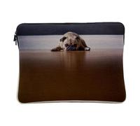 Linen Look Computer and Tablet Case - Pug Pug Small Dog Sleeping Cute Interior Photo - 14-15 Inches Protective Laptop Sleeve Printed in France