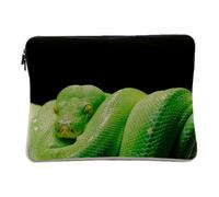 Linen Look Computer and Tablet Case - Python Green Snake Photo Wild Nature Reptile - 12-13 Inches Protective Laptop Sleeve Printed in France