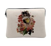 Linen Look Computer and Tablet Case - Queen Elizabeth Bee Collage Art Surrealism Flowers - 14-15 Inches Protective Laptop Sleeve Printed in France