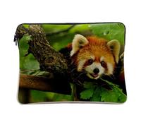 Linen Look Computer and Tablet Case - Red Panda Too Cute Asia China Wild Animal - 12-13 Inches Protective Laptop Sleeve Printed in France