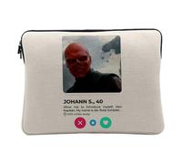 Linen Look Computer and Tablet Case - Red Skull Social Network Dating Love Comics - 12-13 Inches Protective Laptop Sleeve Printed in France
