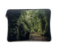 Linen Look Computer and Tablet Case - River Flowing in the Middle of the Forest - Wild Nature - 12-13 Inches Protective Laptop Sleeve Printed in France