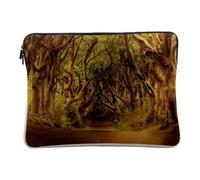 Linen Look Computer and Tablet Case - Road Crossing a Tortuous Forest - 14-15 Inches Protective Laptop Sleeve Printed in France