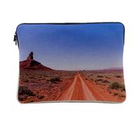 Linen Look Computer and Tablet Case - Road Crossing Farwest Desert Landscape Wild Nature - 12-13 Inches Protective Laptop Sleeve Printed in France