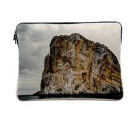 Linen Look Computer and Tablet Case - Rocky Cliff by the Sea - 12-13 Inches Protective Laptop Sleeve Printed in France