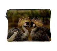 Linen Look Computer and Tablet Case - Royal Crane Magnificent Birds Rare and Exotic Nature - 10 Inches Protective Laptop Sleeve Printed in France