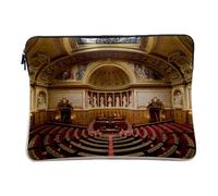 Linen Look Computer and Tablet Case - Senat French Historic Building Paris France Monument - 12-13 Inches Protective Laptop Sleeve Printed in France