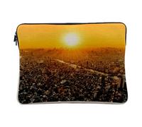 Linen Look Computer and Tablet Case - Sun Falls on Tokyo Japan City - 12-13 Inches Protective Laptop Sleeve Printed in France