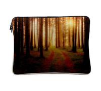 Linen Look Computer and Tablet Case - Sun Pine Forest Path Light Filtered - 10 Inches Protective Laptop Sleeve Printed in France