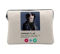 Linen Look Computer and Tablet Case - Sweeney Todd Barber Social Network Dating Love - 14-15 Inches Protective Laptop Sleeve Printed in France