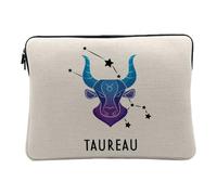 Linen Look Computer and Tablet Case - Taurus Sign Astrology Star Star Star - 14-15 Inches Protective Laptop Sleeve Printed in France