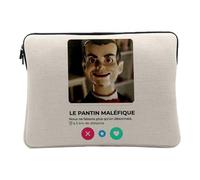 Linen Look Computer and Tablet Case - The Maleficent Puppet Horror Book Social Network Meeting Love - 12-13 Inches Protective Laptop Sleeve Printed in France