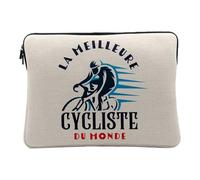 Linen Look Computer and Tablet Case - The World's Best Cyclist Mountain Bike Road Cycling - 12-13 Inches Protective Laptop Sleeve Printed in France
