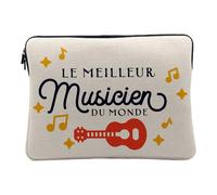 Linen Look Computer and Tablet Case - The World's Best Musician Music Guitar Rock Classical Instrument - 14-15 Inches Protective Laptop Sleeve Printed in France