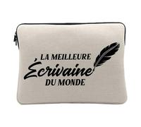 Linen Look Computer and Tablet Case - The World's Best Writer Book Writing Novel Journalist Job Literature - 14-15 Inches Protective Laptop Sleeve Printed in France