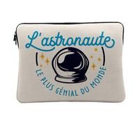 Linen Look Computer and Tablet Case - The World's Greatest Astronomy Sky Star Passion Craft Rocket Space - 14-15 Inches Protective Laptop Sleeve Printed in France