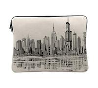Linen Look Computer and Tablet Case - USA Skyscrapers New York Los Angeles Skyline Design - 14-15 Inches Protective Laptop Sleeve Printed in France