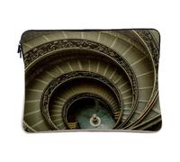 Linen Look Computer and Tablet Case - Vatican Museum Staircase Grey Spiral Rome Italy - 10 Inch Protective Laptop Sleeve Printed in France