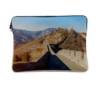 Linen Look Computer and Tablet Case - Wall of China in Autumn World Heritage Monument - 10 Inches Protective Laptop Sleeve Printed in France