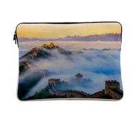 Linen Look Computer and Tablet Case - Wall of China/Wonder/Landscape Monument - 14-15 Inches Protective Laptop Sleeve Printed in France
