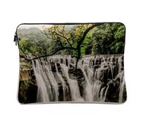 Linen Look Computer and Tablet Case - Waterfall in the Tropical Forest Amazon Riviere - 10 Inches Protective Laptop Sleeve Printed in France