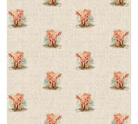 Linen Look Fabric Animal Cotton-Rich for Home Decor by Half Metre and Metre (Piglet All Over, Half Metre 50cm x 140cm)