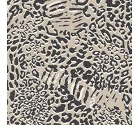 Linen Look Fabric - Black Animal Print - Craft Bag Making Curtain Upholstery Fabric Material