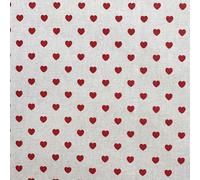 Linen Look Fabric - Red Love Hearts - Cotton Rich Canvas Craft Upholstery Fabric Material