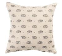 Linen-Look Hedgehog Print Cushion Cover. Cute All-Over Repeating Animal Pattern, Great British Wildlife Print. 17x17" Square Cover Only