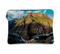 Linen Look Laptop Case - Canary Islands Spain Mountain/UNESCO World Heritage - 10 Inches Protective Laptop Sleeve Printed in France
