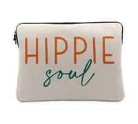 Linen Look Laptop Case Cover - Hippie Soul The Soul of a Hippie Culture Pride USA - 14-15 Inches Protective Laptop Sleeve Printed in France