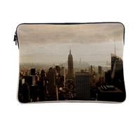 Linen Look Laptop Case - Empire State Bulding Under The Clouds New York USA - 10 Inches Protective Laptop Sleeve Printed in France