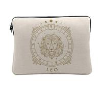 Linen Look Laptop Case for Computer and Tablet - Leo Sign Astrology Cartomancy Celestial Astral Forecast Tarot - 14-15 Inches Protective Laptop Sleeve Printed in France