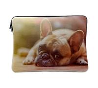 Linen Look Laptop Case for Computer and Tablet - Pug Pug Small Dog Sun Outdoors Nature Photo Cute - 10 Inches Protective Laptop Sleeve Printed in France