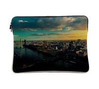 Linen Look Laptop Case for Computer and Tablet - The Thames and Westminster Aerial View Big Ben London England - 12-13 Inches Protective Laptop Sleeve Printed in France
